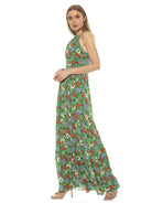 KIRA RUFFLE HALTER MAXI WITH LACE UP BACK - ALEXIA ADMOR