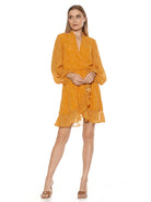 KATHLYN BLOUSON RUFFLE SKIRT MINI DRESS WITH SHEER - ALEXIA ADMOR