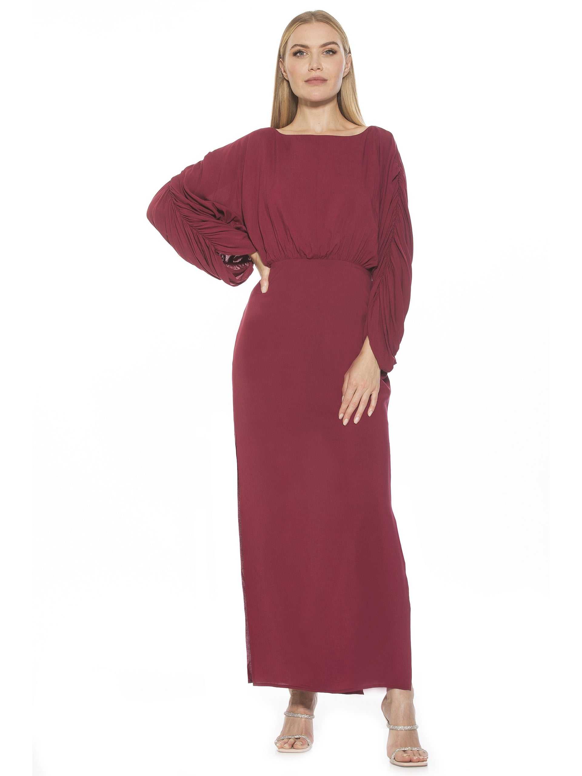 Alexia Admor Women's Jenna Boatneck Maxi Dress, Burgundy, 6 Alexia Admor Women's Jenna Boatneck Maxi Dress, Burgundy, 6