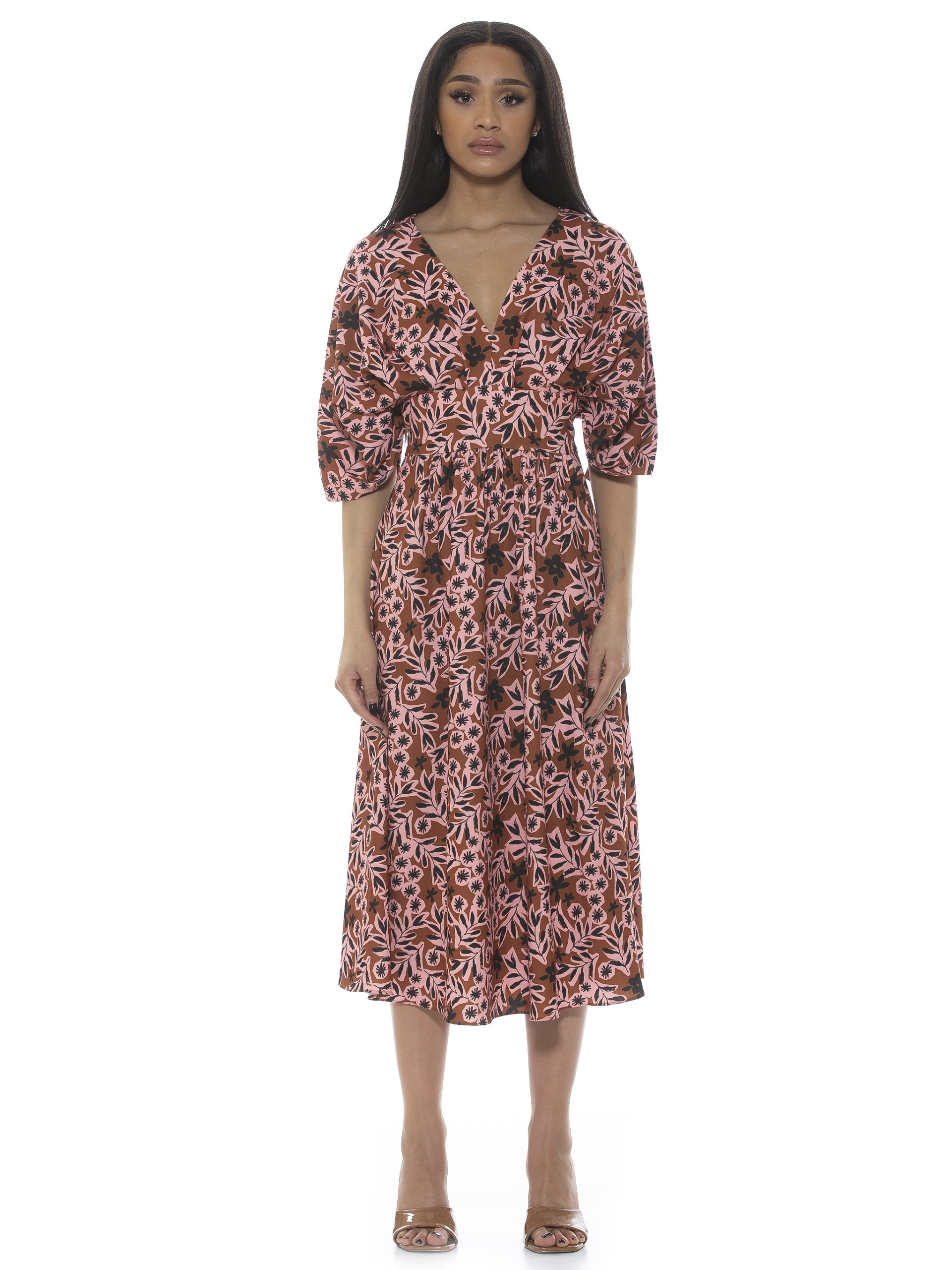 Alexia Admor Women's August Draped Midi Fit and Flare Dress, Green, 12