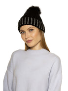 Darla Knitted Beanie With Rhinestones And Pom Pom - ALEXIA ADMOR