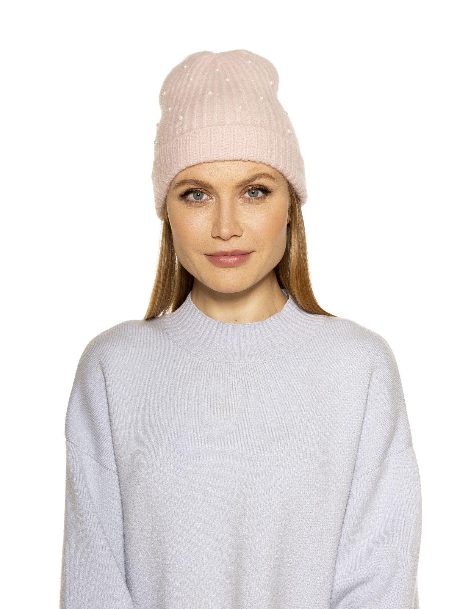 Rebecca Soft Beanie With Faux Pearls - ALEXIA ADMOR