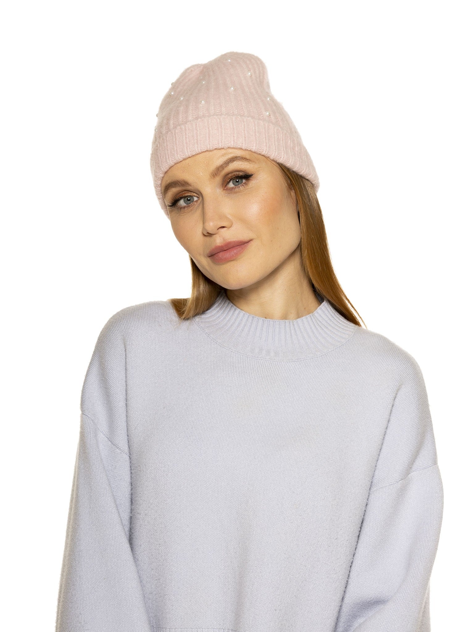 Rebecca Soft Beanie With Faux Pearls - ALEXIA ADMOR