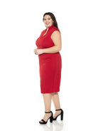 Katrina V-Neck Midi Dress - Plus Size - ALEXIA ADMOR