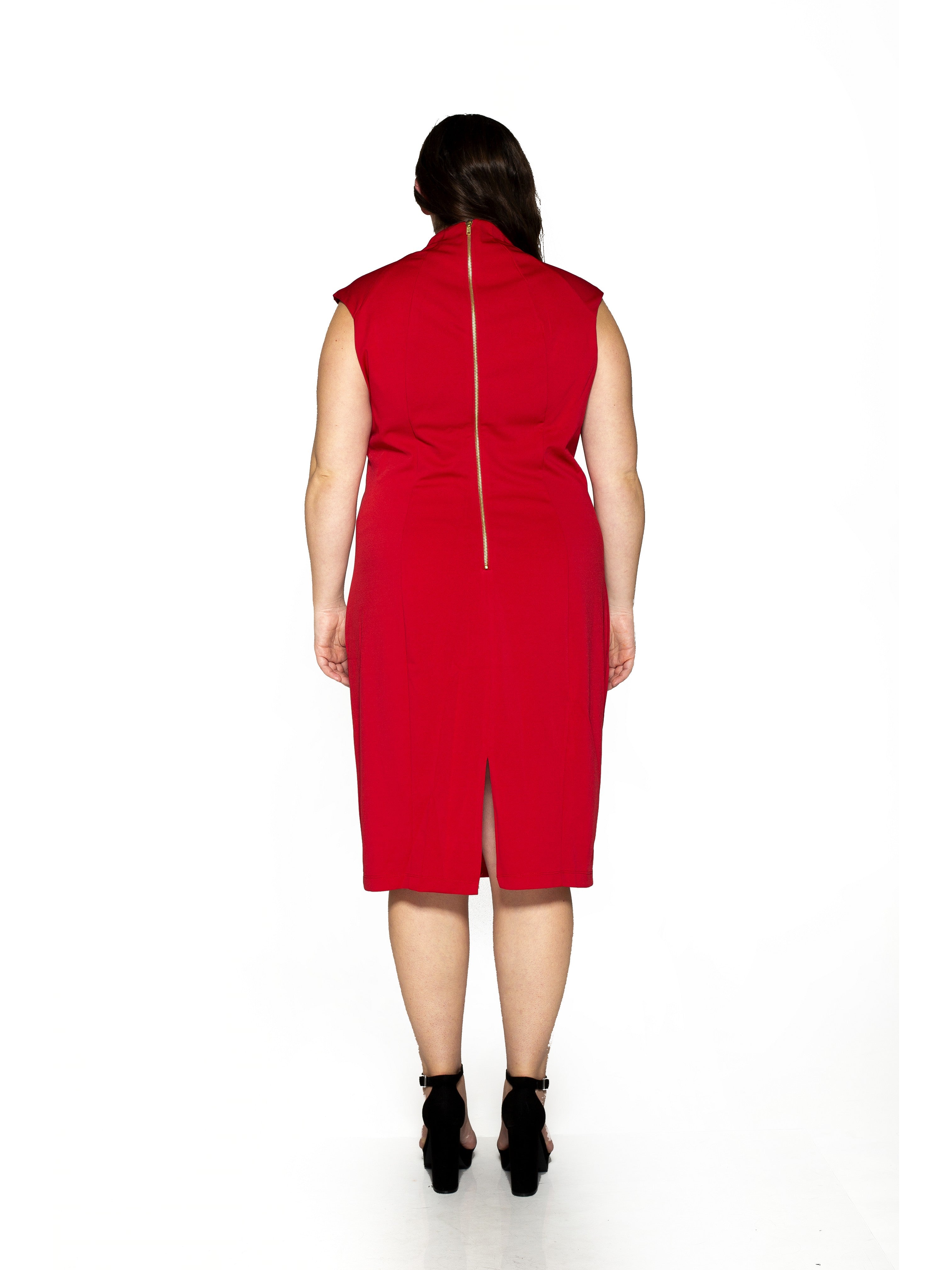 Katrina V-Neck Midi Dress - Plus Size - ALEXIA ADMOR