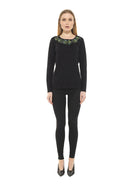 FLORAL EMBELLISH TRIM SWEATER TOP [product_type)